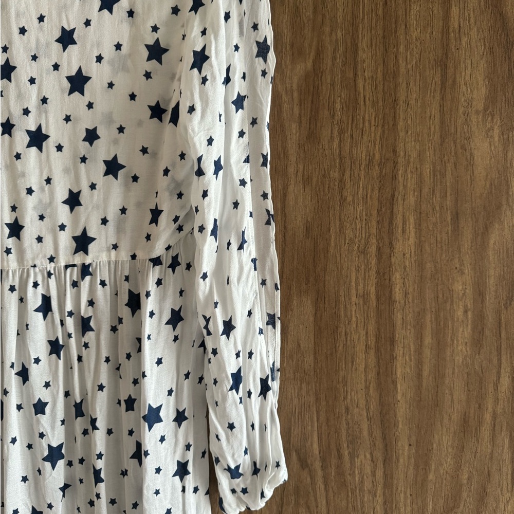 Chaser White and Blue Star Long Sleeve Maxi Dress Size Small - Picture 3 of 4